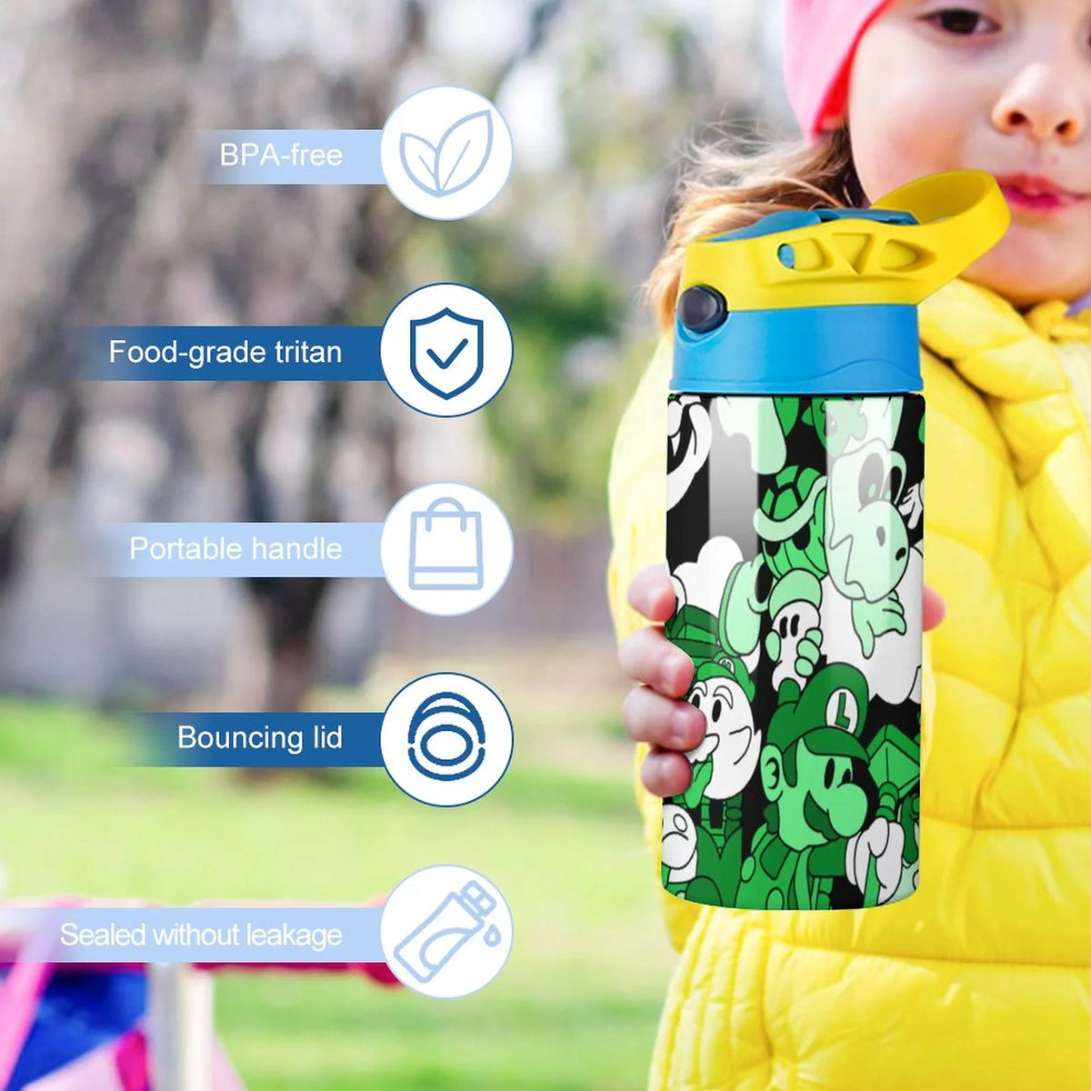 Insulated Stainless Steel Water Bottle with Straw D936