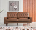 Brown Faux Leather Cushion Back Sofa M432
