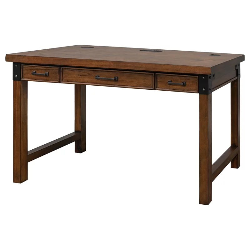 Rustic Wood Writing Desk with Power Center Brown G32425
