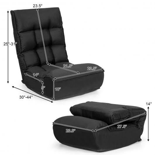 Black Adjustable Folding Floor Chair Sofa F5174
