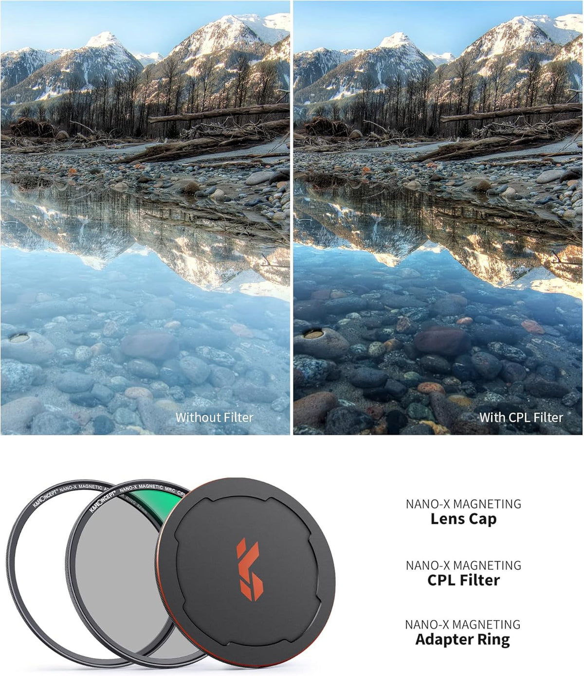 49mm Circular Polarizing Filter Kit with Adapter Ring and Lens Cap H7693