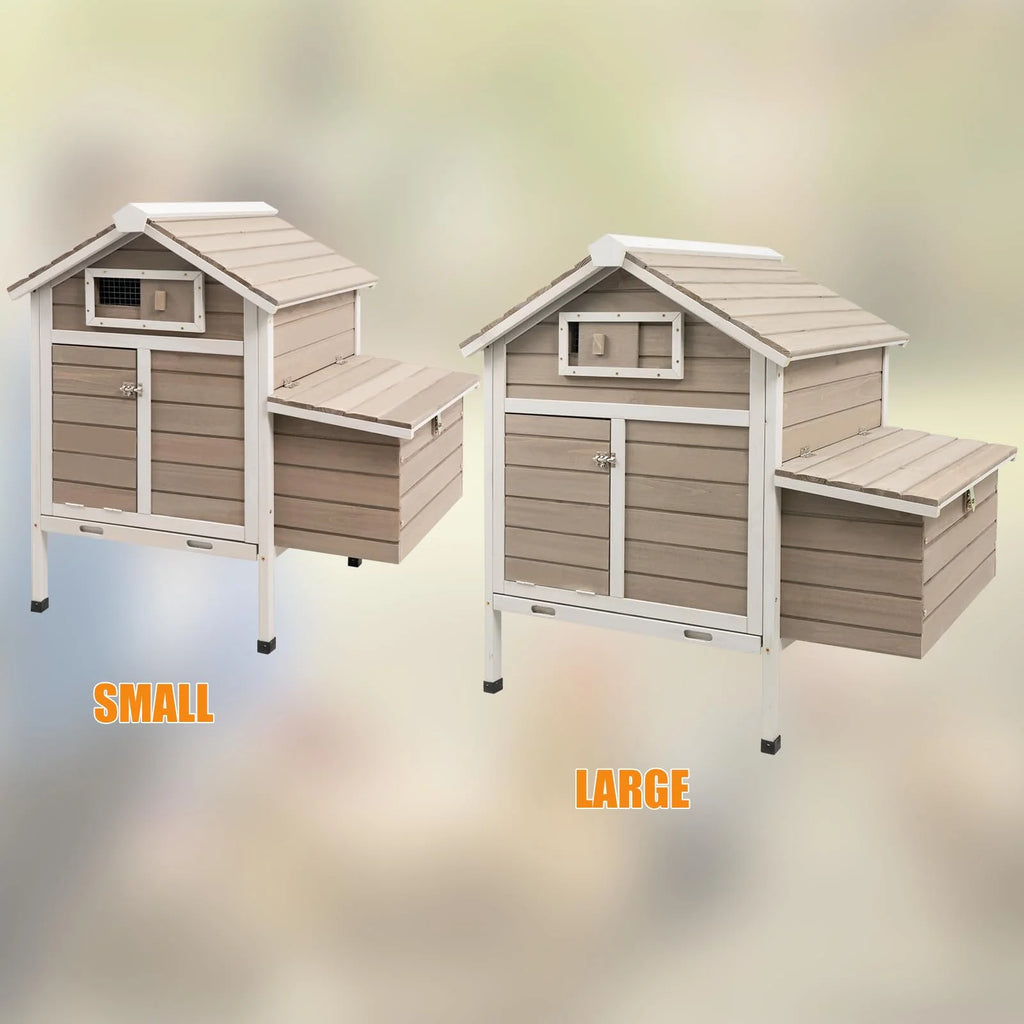 Grey Wooden Chicken Coop with Nesting Box and Ramp E92544