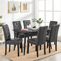 Faux Leather Dining Chairs with Wood Legs Set of 6 Gray F714796