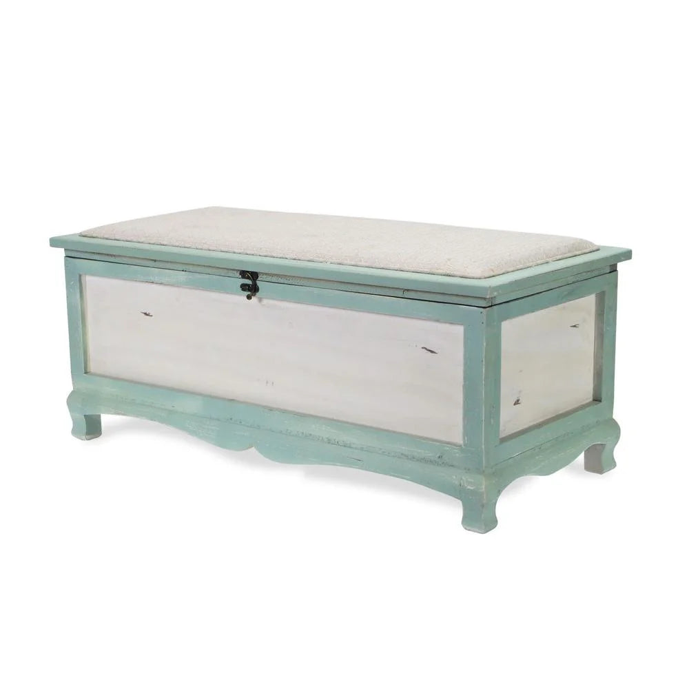 Shabby Bench Chest with Seat Cushion A7636