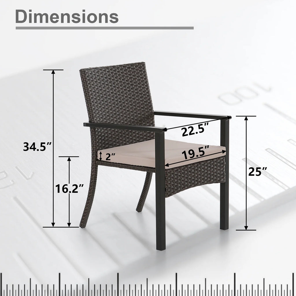 6-Piece Outdoor Dining Set with Acacia Wood Table, Bench and Wicker Chairs with Cushions C7012