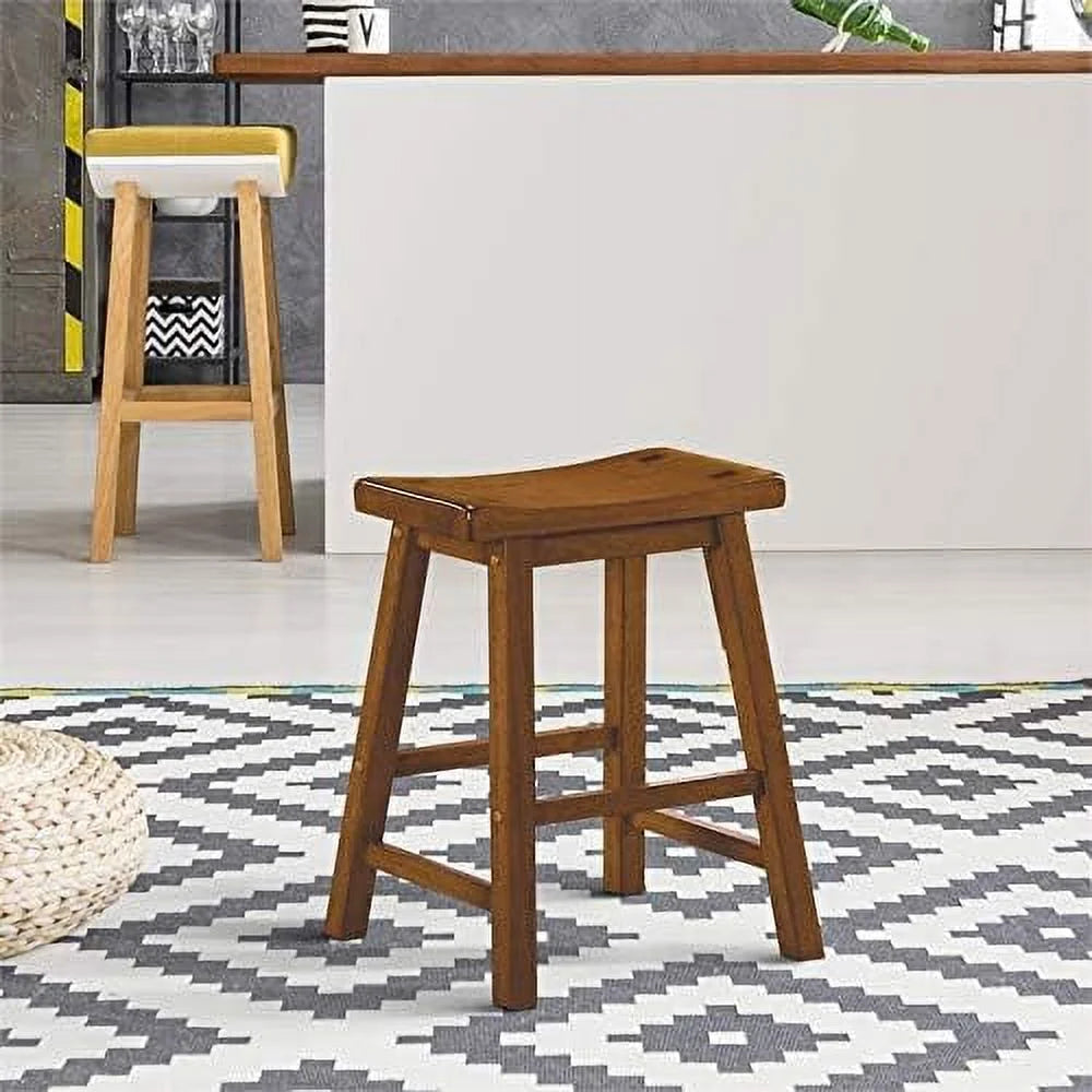 29" Solid Wood Saddle Stools Set of 2 Oak Brown N8997