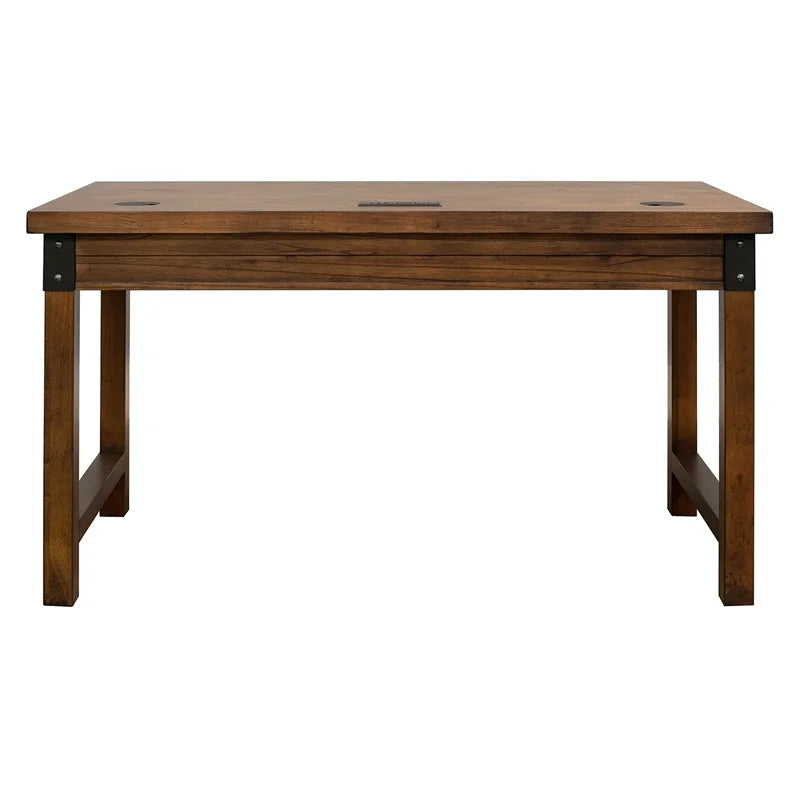 Rustic Wood Writing Desk with Power Center Brown G32425
