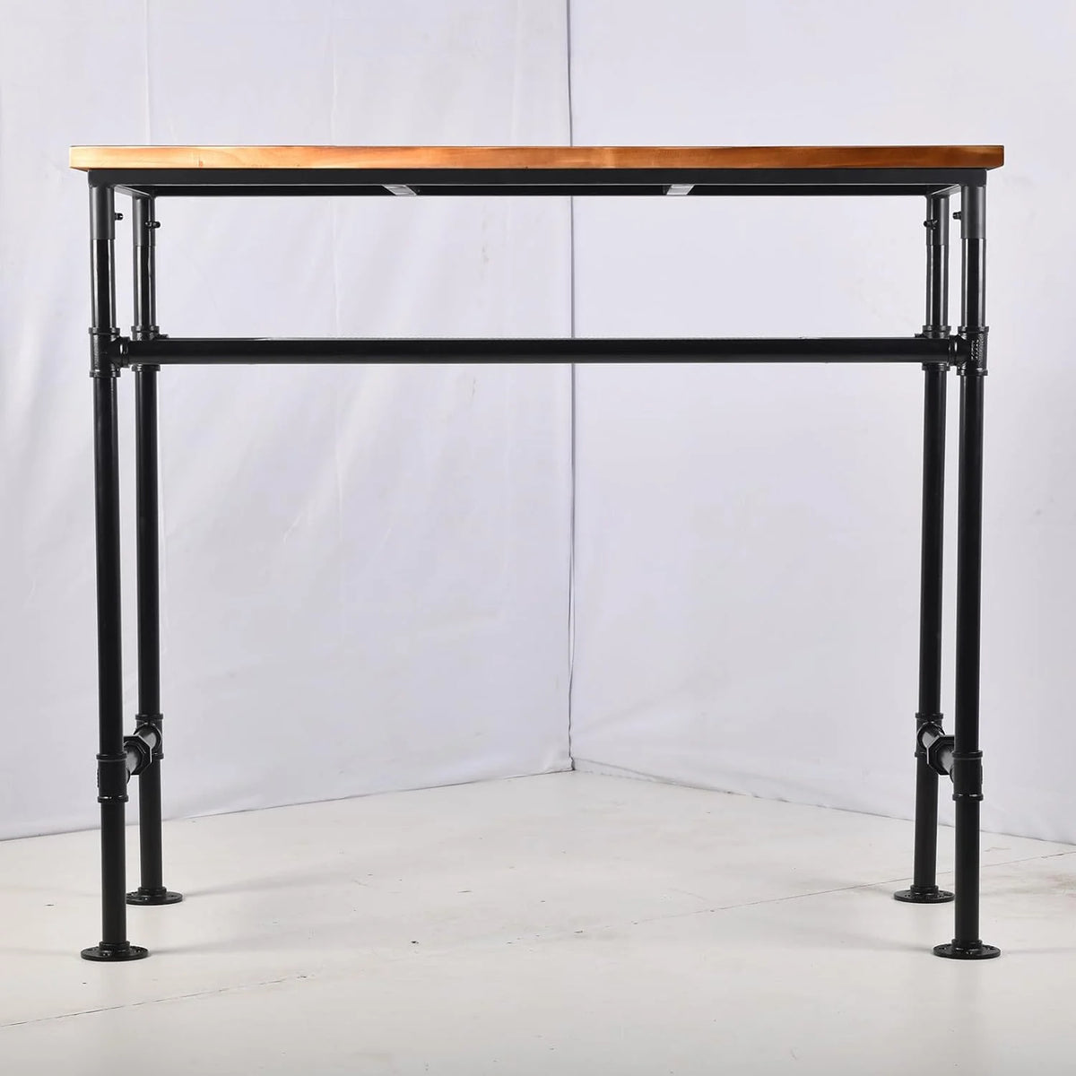41.3" Height Solid Pine Wood Top Rectangular Pub Bar Table with Extra Shelf O1006