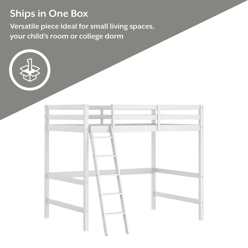White Wood Full Loft Bunk Bed with Ladder M639