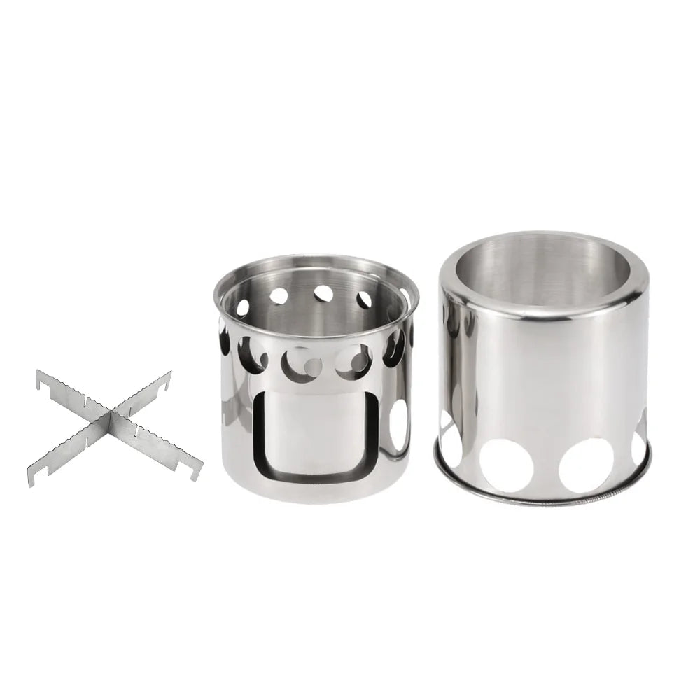 Compact Wood Burning Stove and Cooking Pot Set O907