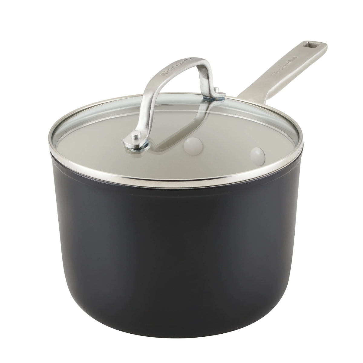 Hard Anodized Ceramic Nonstick Sauce Pan with Lid, 3qt, Matte Black B17032