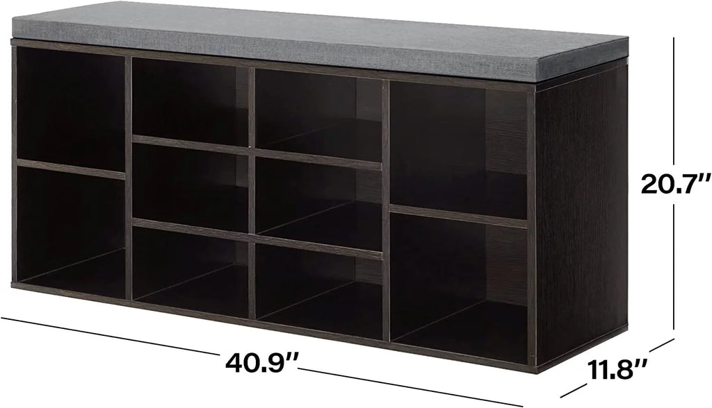 3 Tier Shoe Bench with Cushion Seat and Adjustable Shoe Rack R20361