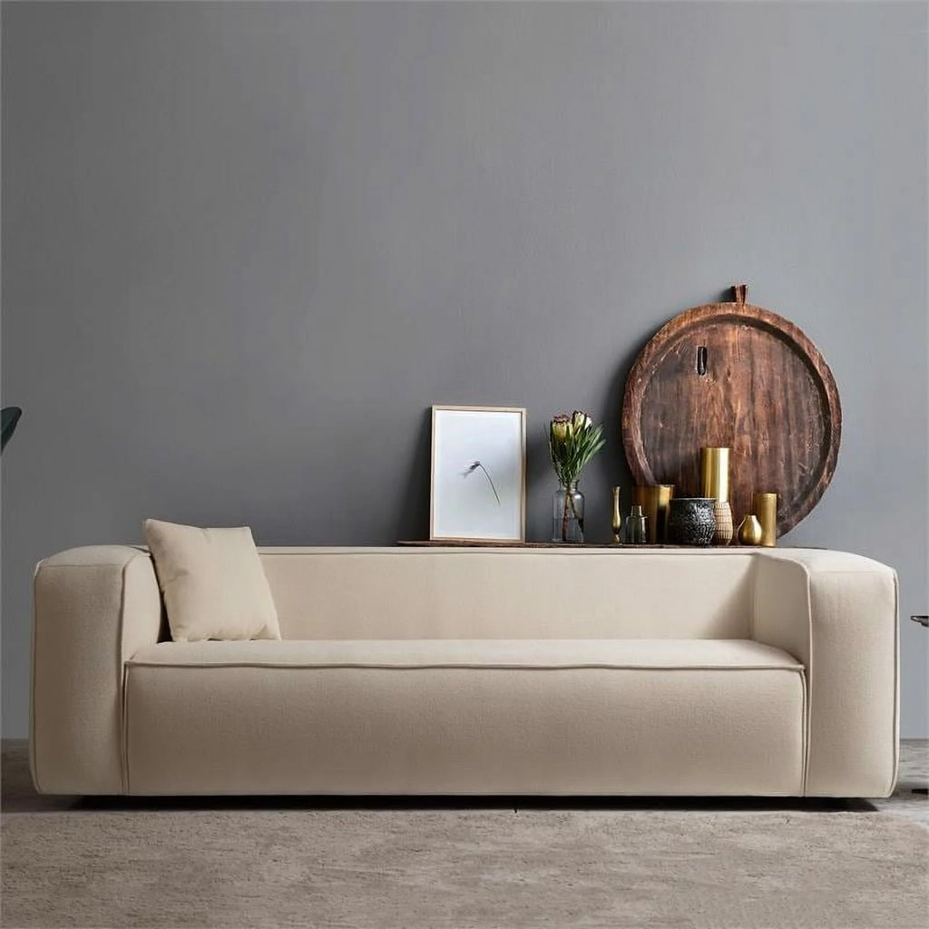 Cream Boucle Fabric Sofa M6991
