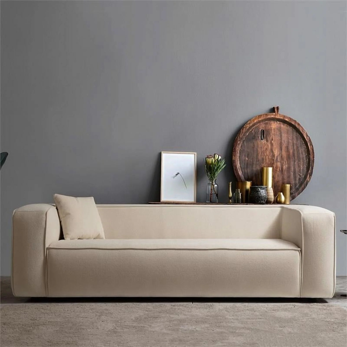 Cream Boucle Fabric Sofa M6991