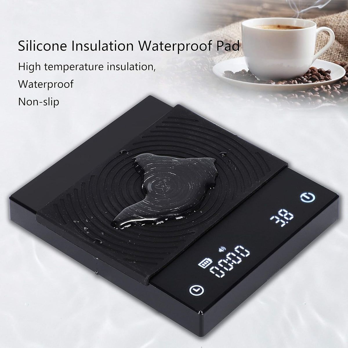 Black 2kg 0.1g Digital Coffee Scale with Timer Pack of 2 Y897281