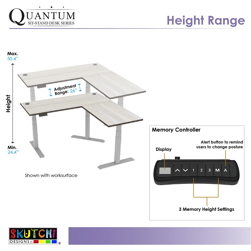 L-Shaped Electric Height Adjustable Desk 6' X 6' N8837