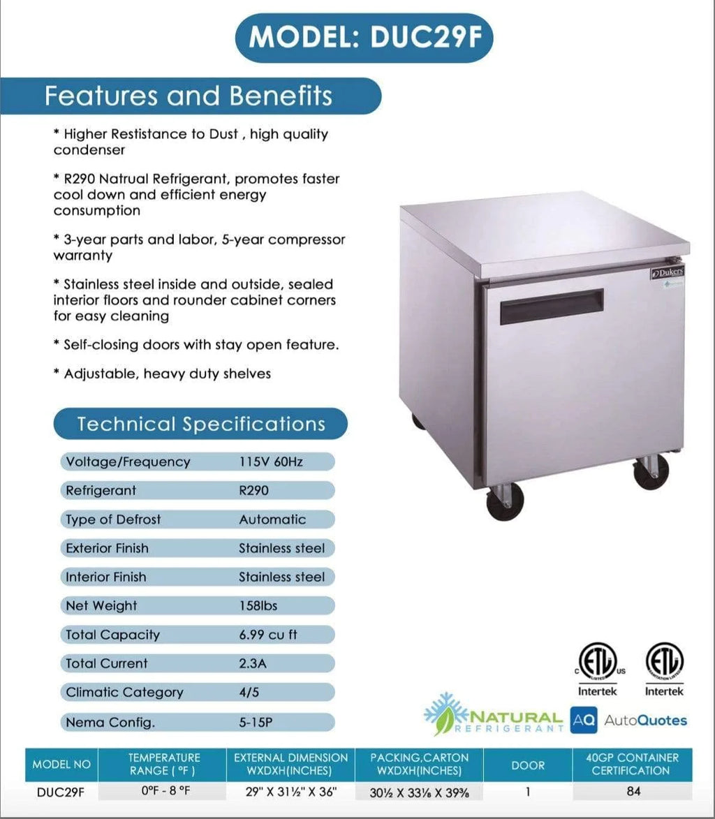 Single Door Undercounter Freezer in Stainless Steel R1257