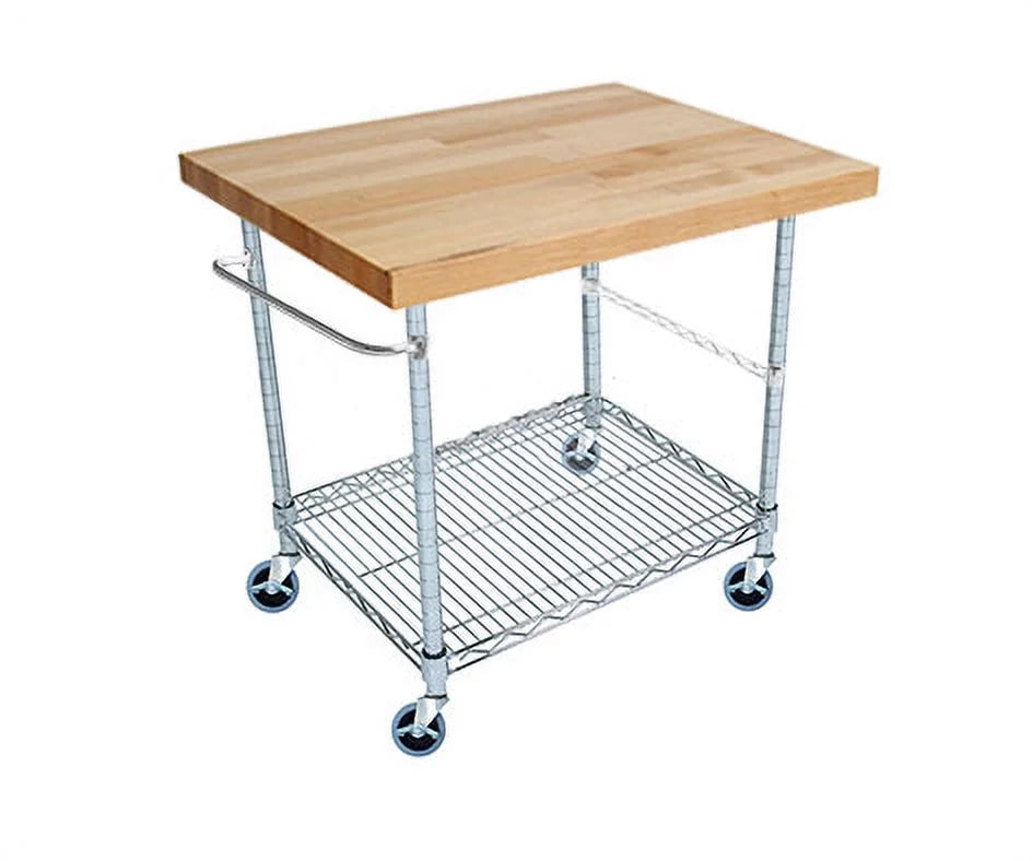 2 Tier Gourmet Cart with Maple Butcher Block Top G761