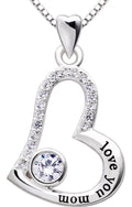 Sterling Silver Cubic Zirconia Mother Pendant Necklace L73699