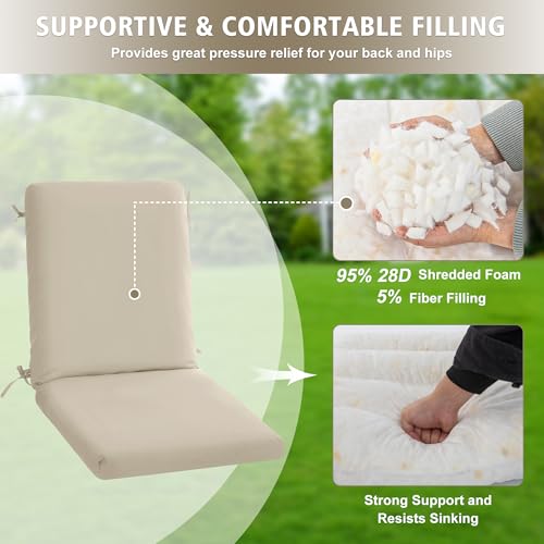 High Back Outdoor Chair Cushions 44''x20'' Waterproof Burgundy N794838