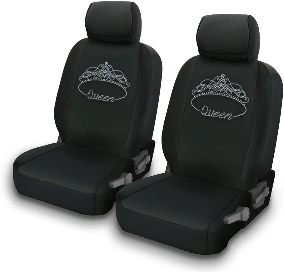 Queen Crown Crystal Diamond Bling Rhinestone Studded Car Seat Covers Set E175438