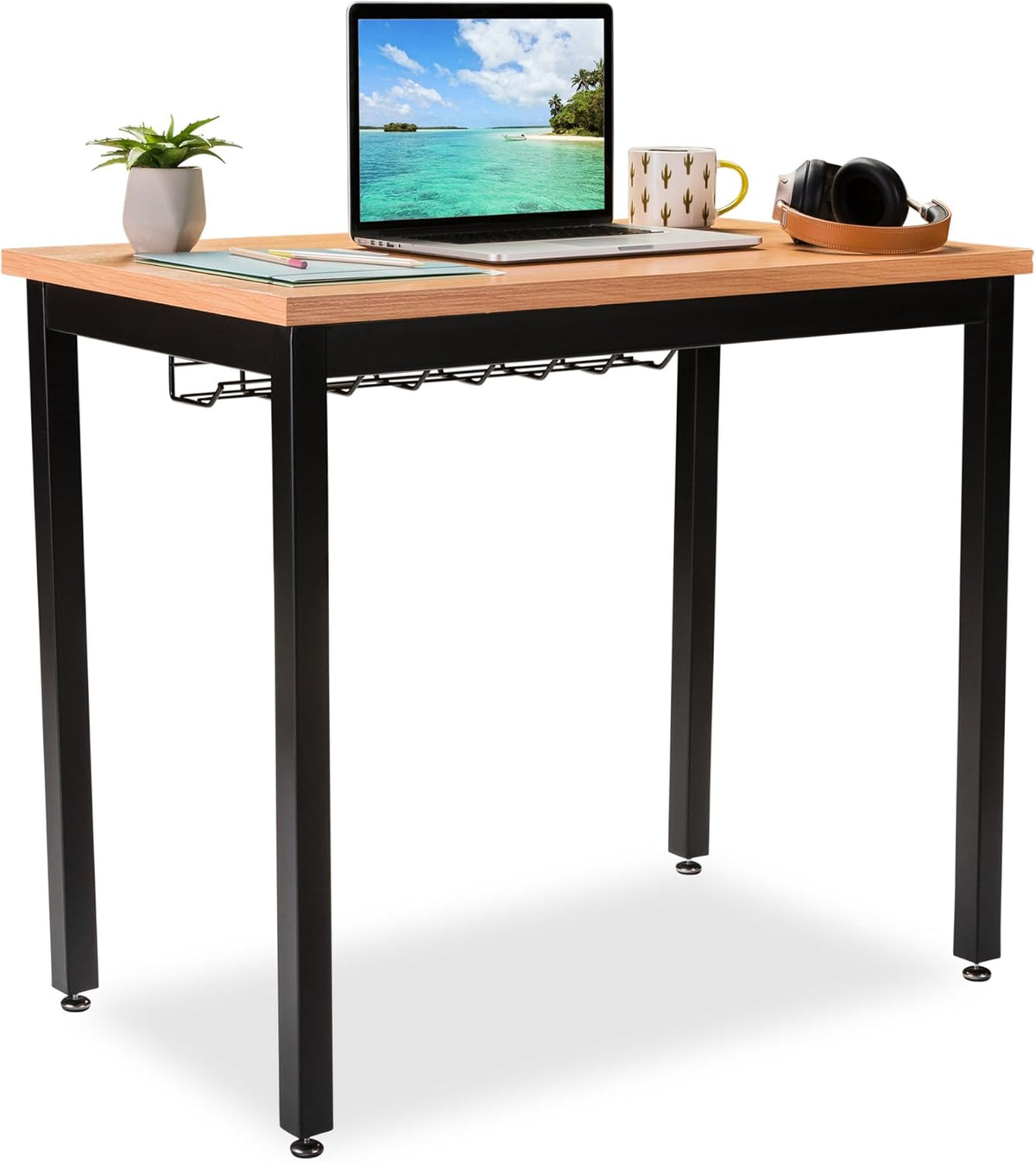 Teak 36” Computer Desk with Cable Organizer H6160