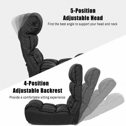 Black Adjustable Folding Floor Chair Sofa F5174