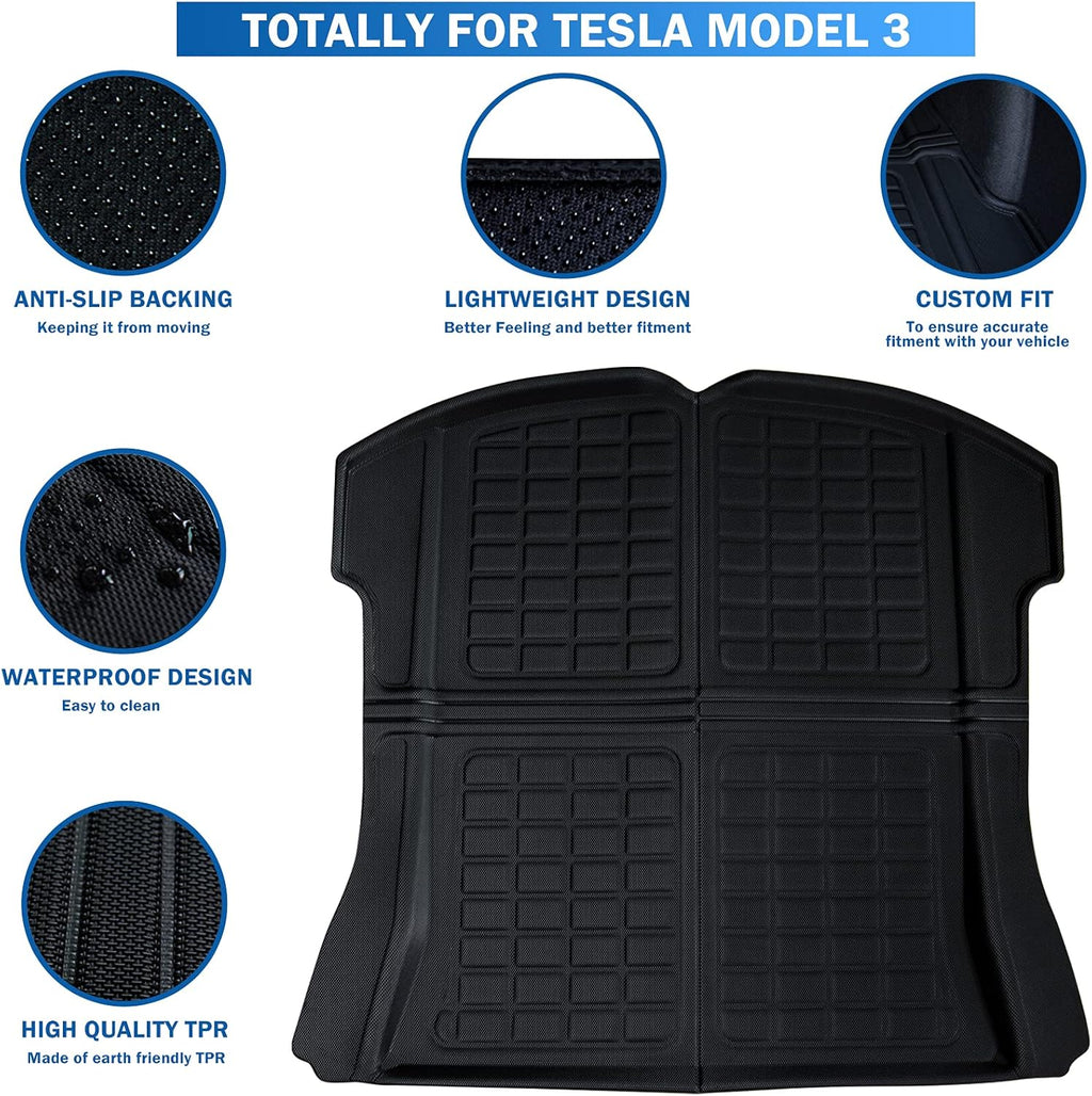 Black Waterproof Rear Trunk Mat Cargo Liner M447