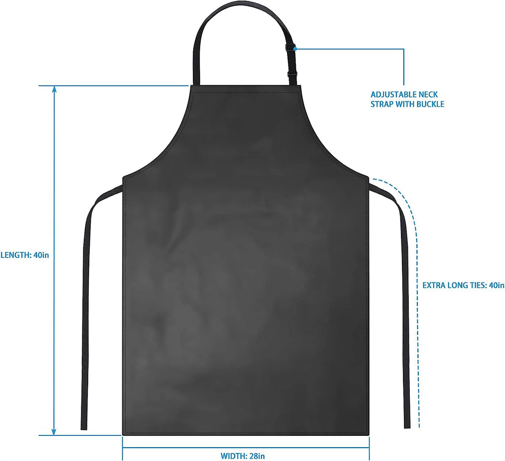 2 Pack Waterproof Rubber Vinyl Apron 40" Heavy Duty Chemical Resistant Black S319032