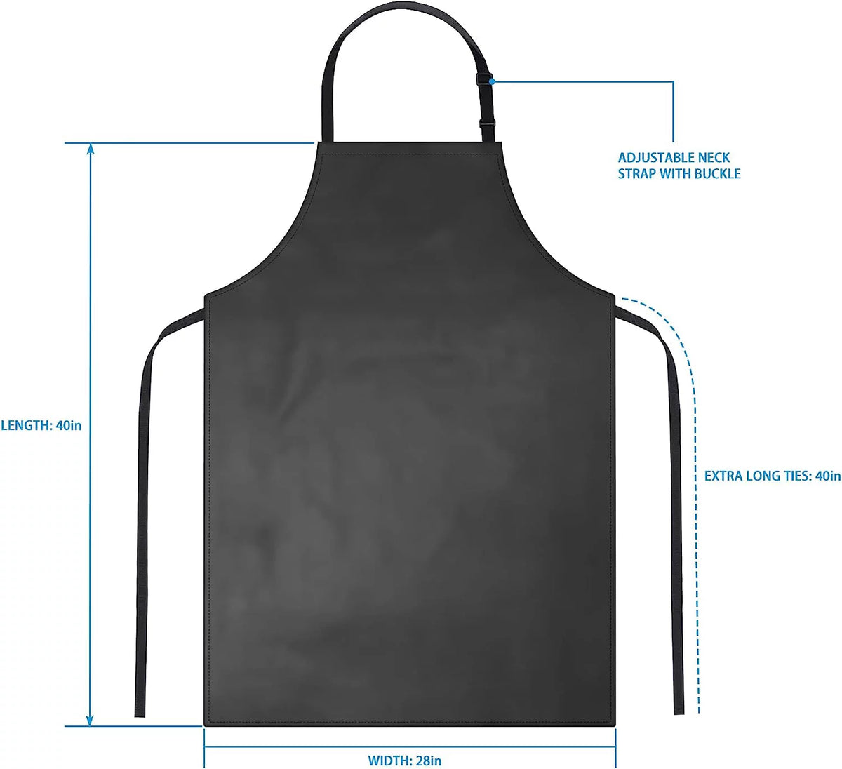 2 Pack Waterproof Rubber Vinyl Apron 40" Heavy Duty Chemical Resistant Black S319032