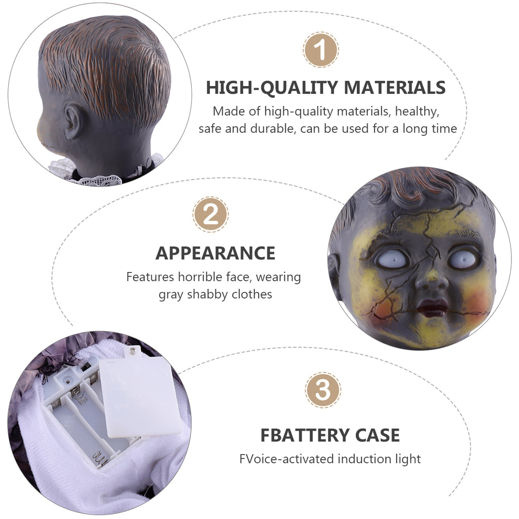 Halloween Scary Dolls, 1 PC Voice-activated Induction Glowing Walking Doll N8191