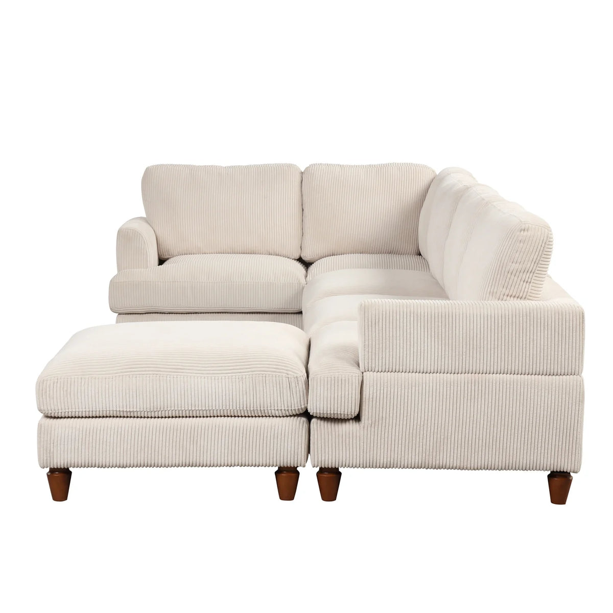 Beige Corduroy Modular Sectional Sofa with Chaise V47411