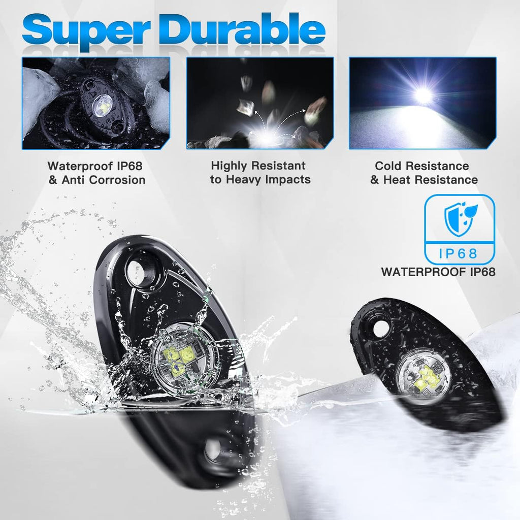 12Pods LED Rock Lights Kit with Switch Wire Harness F8101