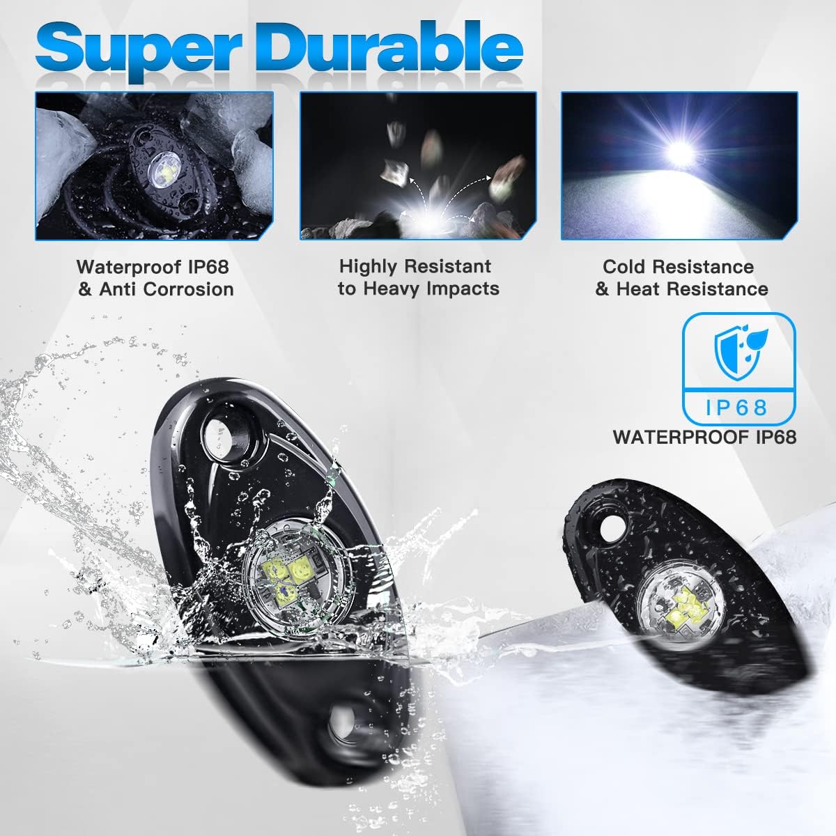 12Pods LED Rock Lights Kit with Switch Wire Harness F8101