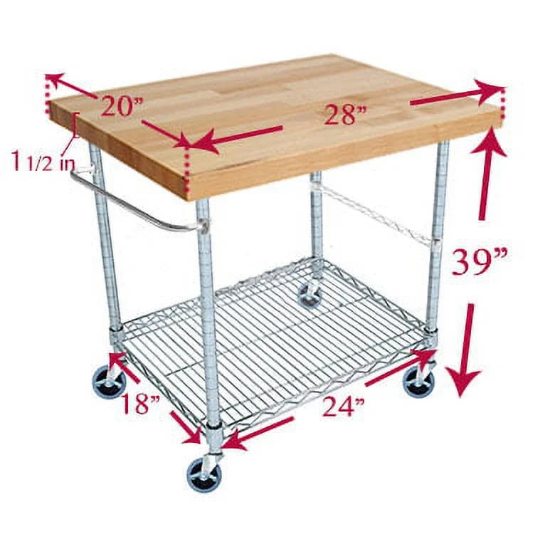 2 Tier Gourmet Cart with Maple Butcher Block Top G761