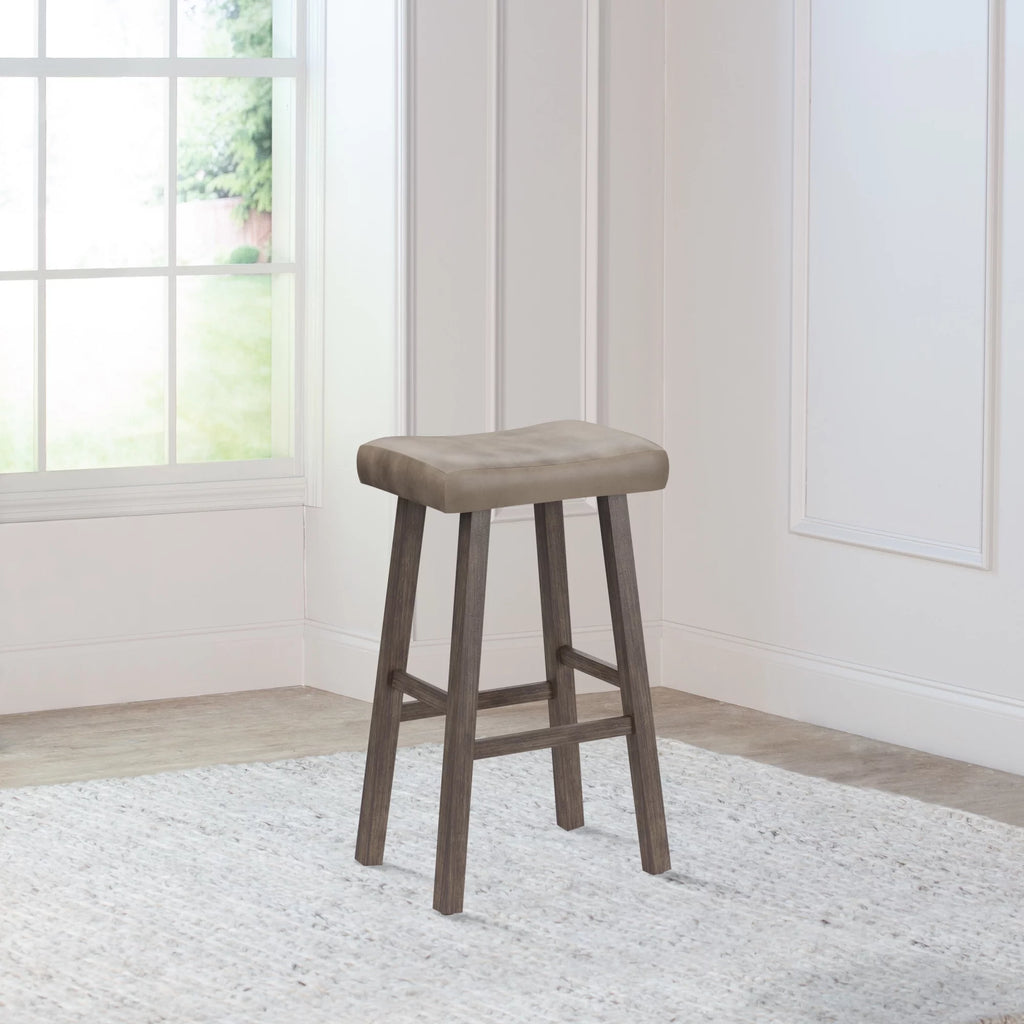 Rustic Gray Wood Backless Bar Height Stool H92671