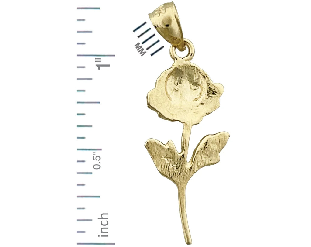 14K Gold Long Stem Rose Pendant C845350