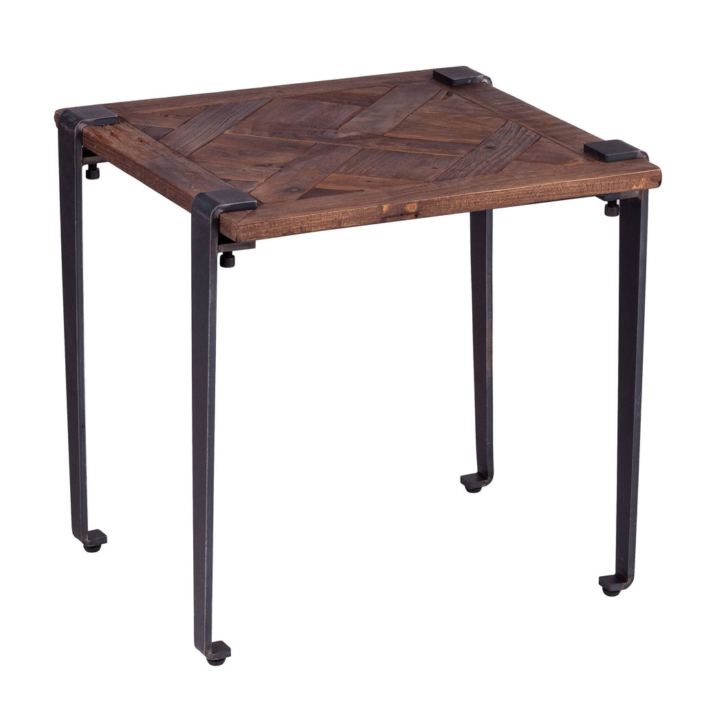 Square Metal and Reclaimed Wood End Table V7071