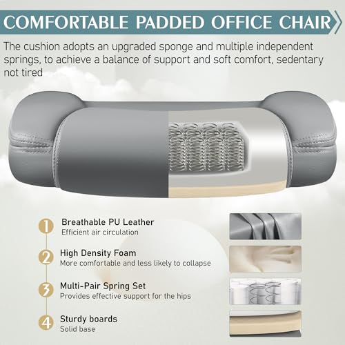 Black Leather Office Chair with Wheels H8270