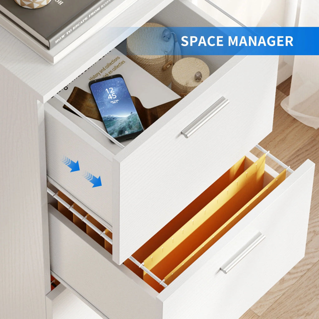 4 Drawer White Wood File Cabinet with Lock T345392