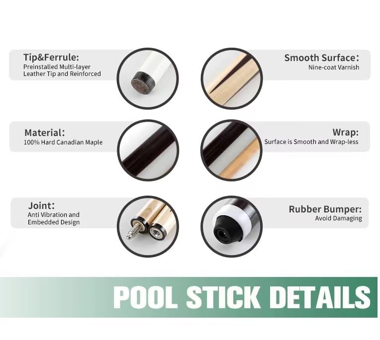 Hardwood Pool Cue Stick Set of 2/4 with 13mm Tip Z7326