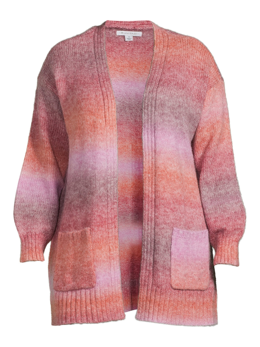 Women's Plus Size Drop Shoulder Open Cardigan with Balloon Sleeves V9934