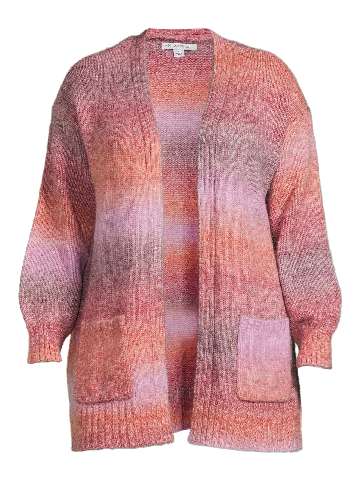Women's Plus Size Drop Shoulder Open Cardigan with Balloon Sleeves V9934