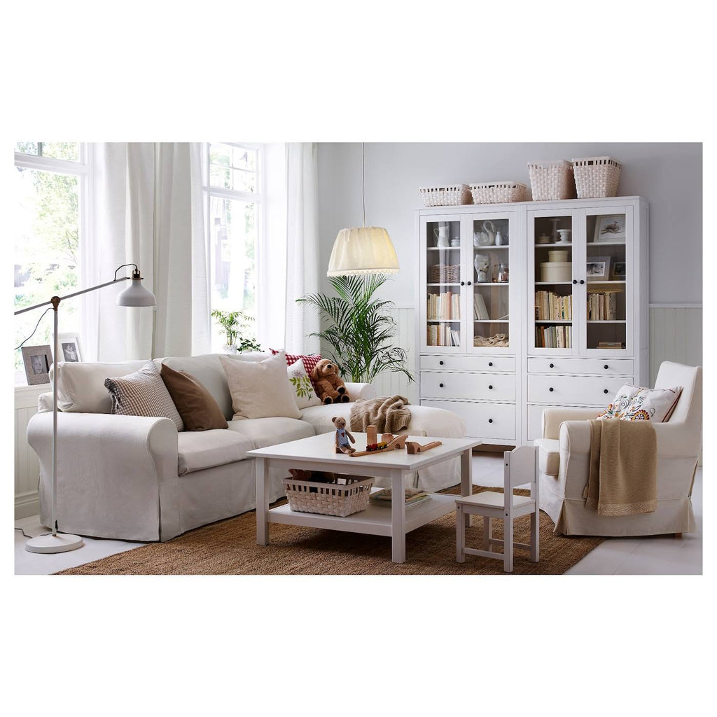 White Glass-Door Cabinet with 3 Drawers T55108