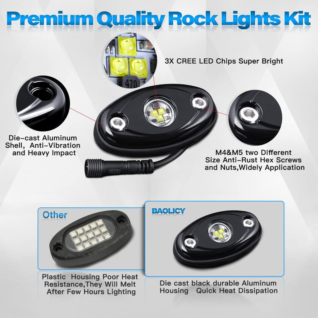 12Pods LED Rock Lights Kit with Switch Wire Harness F8101