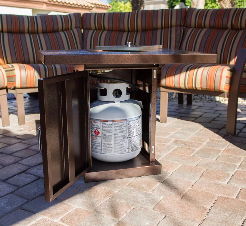 Square Hammered Bronze Propane Fire Pit O93048