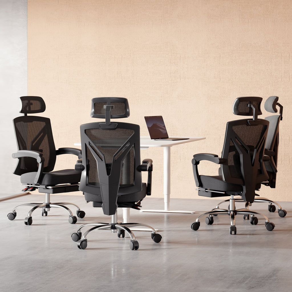 Black Ergonomic Recliner Chair with Lumbar Support and Footrest O701413