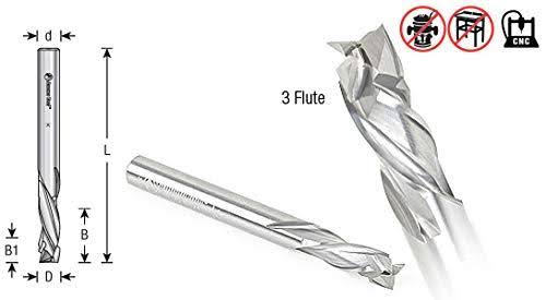 Solid Carbide Compression Spiral 3/8 Dia x 1 x 3/8 Shank x 3 inch Long CNC Router Bit U43689