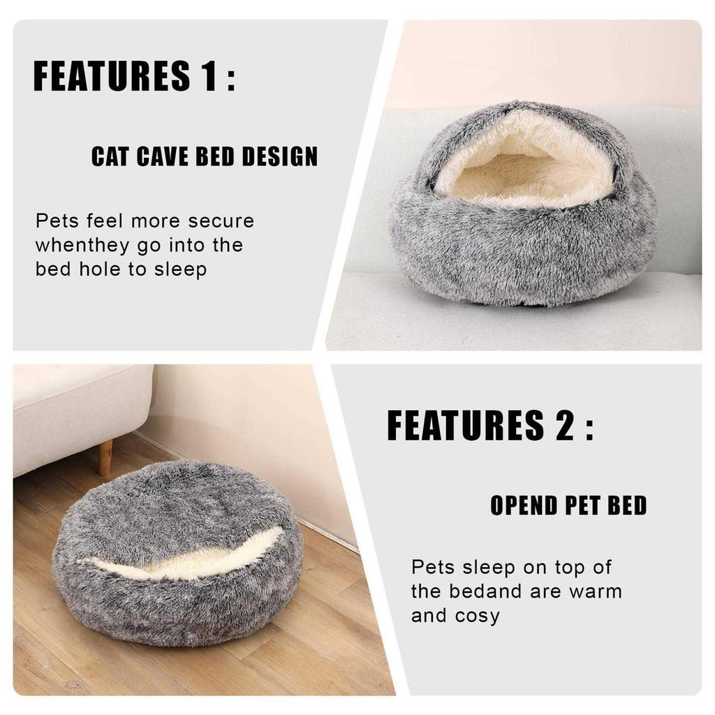 Hooded Round Dog Bed & Cat Cave P9151