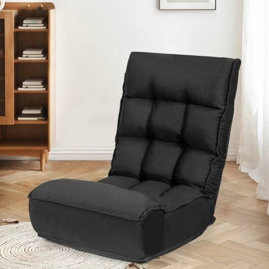 Black Adjustable Folding Floor Chair Sofa F5174